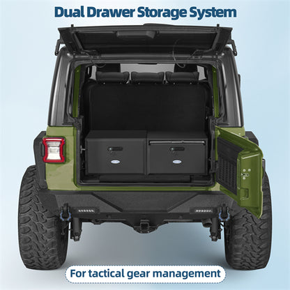 Dual Drawer Storage System For 2015-2025 Jeep Wrangler JK & JL 4-Door / 2021-2025 Ford Bronco 4-Door - Landshaker4x4