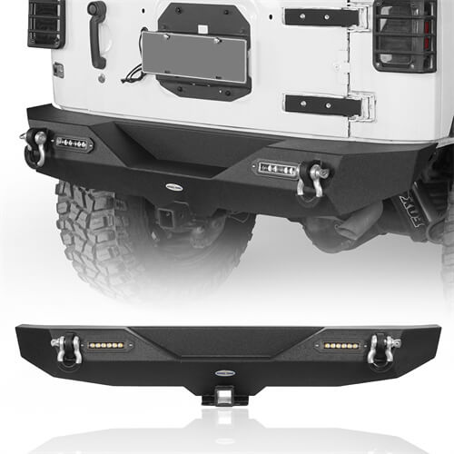 Different Trail Rear Bumper w/Hitch Receiver & LED Lights for 2007-2018 Jeep JK - LandShaker 4x4 l2030s 1