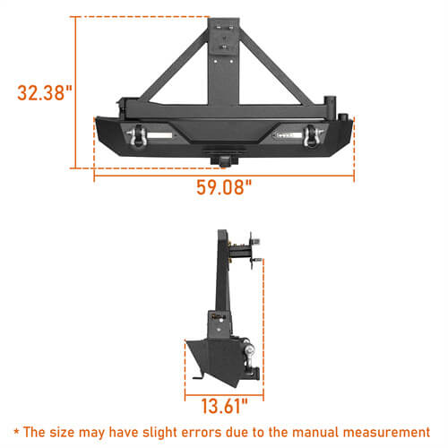 Rear Bumper w/Tire Carrier for 1987-2006 Jeep Wrangler TJ - LandShaker 4x4  LSG.1010A+LSG.1010B 10