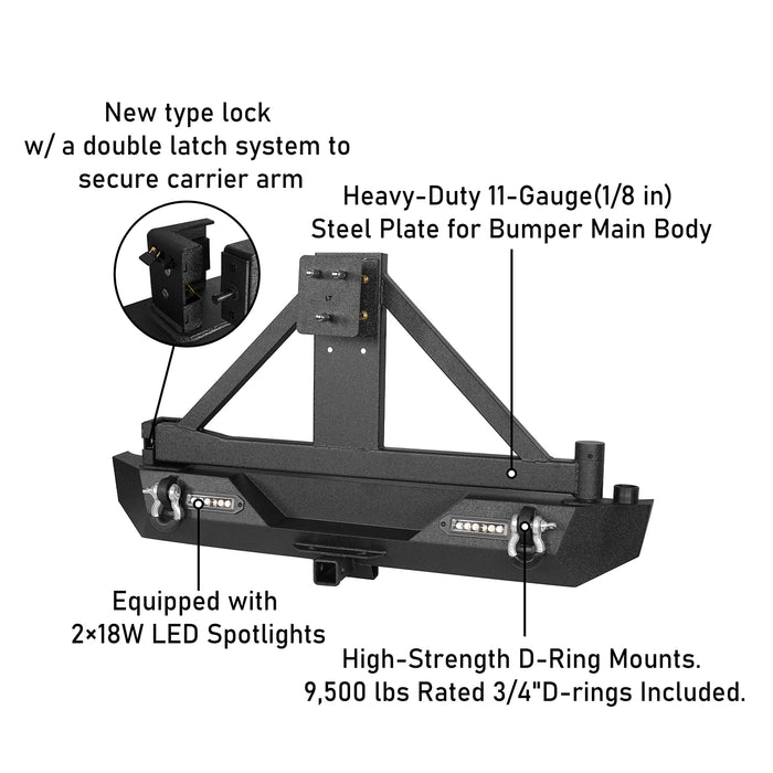 Rear Bumper w/Tire Carrier for 1987-2006 Jeep Wrangler TJ - LandShaker 4x4  LSG.1010A+LSG.1010B 9