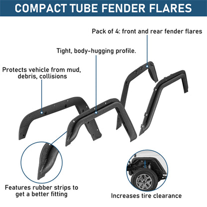 Front & Rear Fender Flare Delete Kit For 2007-2018 Jeep Wrangler JK - Landshaker4x4