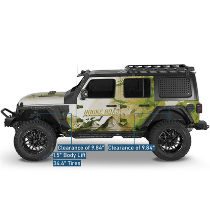 Armour Front Fender Flares w/ LED Turn Signal Lights For 2018-2025 Jeep Wrangler JL / Gladiator JT - Landshaker4x4