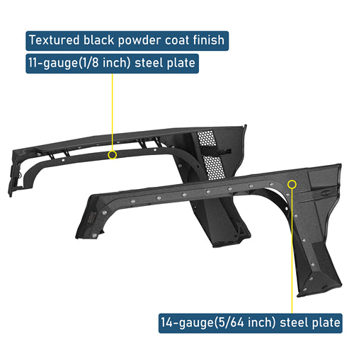 Armour Front Fender Flares w/ LED Turn Signal Lights For 2018-2025 Jeep Wrangler JL / Gladiator JT - Landshaker4x4
