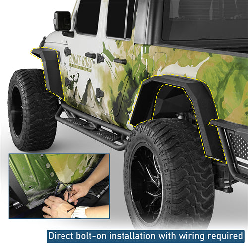 Flat Style Fender Flares For 2020-2025 Jeep Gladiator JT- LandShaker