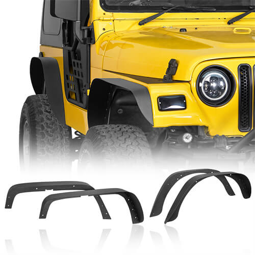 Aftermarket Slim Flat Front & Rear Fender Flares Kit For 1997-2006 Jeep Wrangler TJ - LandShaker4x4