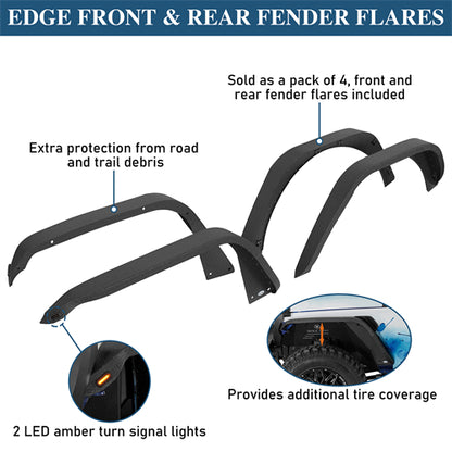 Front & Rear Fender Flares Kit For 2018-2025 Jeep Wrangler JL - Landshaker4x4