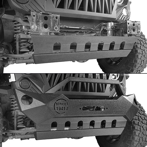 Jeep JK Mid Width Front Bumper & Rear Bumper & Front Skid Plate for 2007-2018 Jeep Wrangler JK - LandShaker 4x4 LSG.3018+2030+2042 12