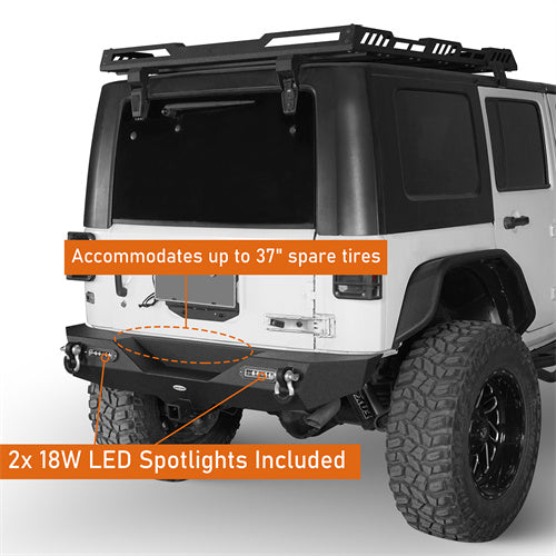 Jeep JK Mid Width Front Bumper & Rear Bumper & Front Skid Plate for 2007-2018 Jeep Wrangler JK - LandShaker 4x4 LSG.3018+2030+2042 15