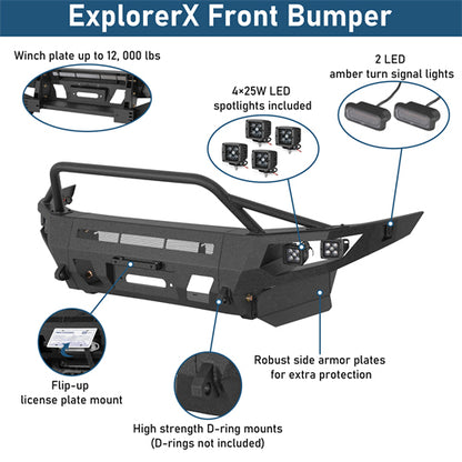 ExplorerX Full Width Front Bumper For 2003-2005 Toyota 4Runner - Landshaker4x4