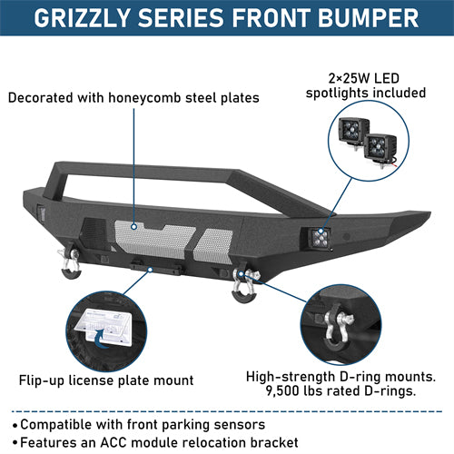 Grizzly Series Front Bumper For 2021-2025 Ford Bronco (Excluding Raptor) - Landshaker4x4