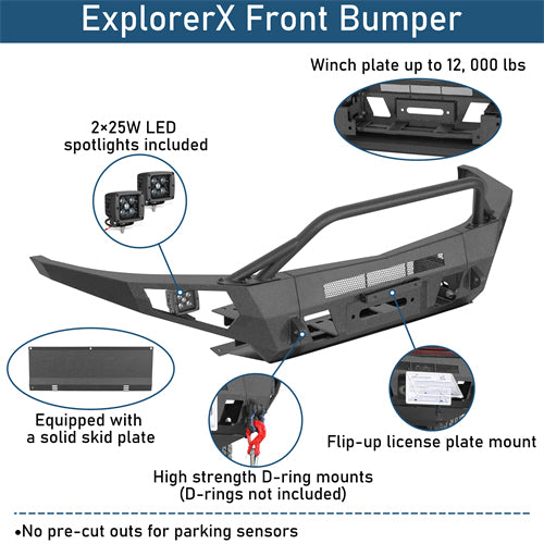ExplorerX Full Width Front Bumper For 2015-2020 Chevy Colorado (Excluding ZR2 Models) - Landshaker4x4