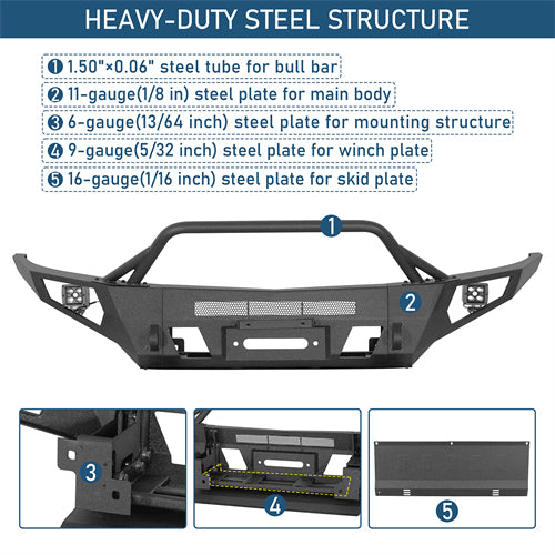 ExplorerX Full Width Front Bumper For 2015-2020 Chevy Colorado (Excluding ZR2 Models) - Landshaker4x4