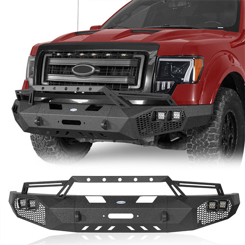 Full Width Front Bumper w/Grill Guard(09-14 Ford F-150, Excluding Raptor)-LandShaker