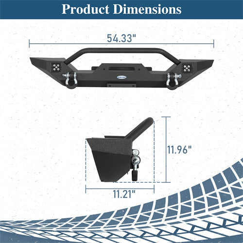 Different Trail Rock Mid Front Bumper w/ Winch Plate & 2x 18W LED Lighting(87-06 Jeep Wrangler TJ YJ)-LandShaker