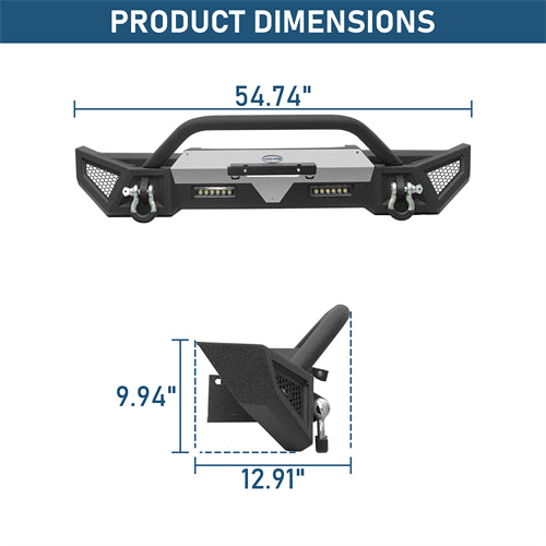 Winglet Stubby Front Bumper For 2018-2025 Jeep Wrangler JL & Gladiator JT - Landshker4x4