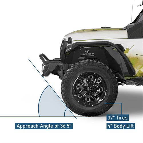 Winglet Stubby Front Bumper For 2018-2025 Jeep Wrangler JL & Gladiator JT - Landshker4x4