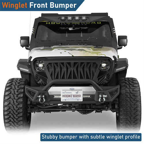 Winglet Stubby Front Bumper For 2018-2025 Jeep Wrangler JL & Gladiator JT - Landshker4x4