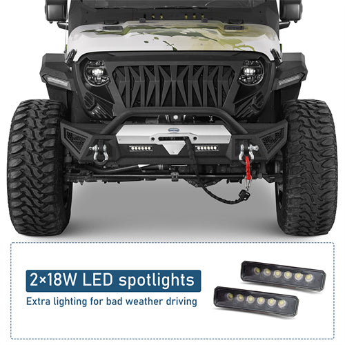 Winglet Stubby Front Bumper For 2018-2025 Jeep Wrangler JL & Gladiator JT - Landshker4x4