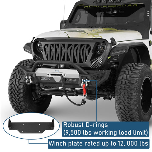Winglet Stubby Front Bumper For 2018-2025 Jeep Wrangler JL & Gladiator JT - Landshker4x4