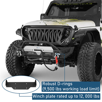 Winglet Stubby Front Bumper For 2018-2025 Jeep Wrangler JL & Gladiator JT - Landshker4x4