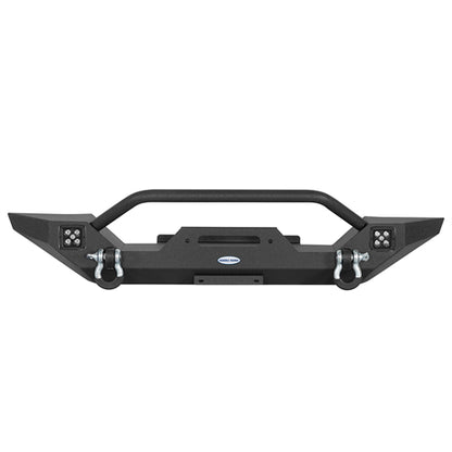 Aftermarket Front Bumper w/ Winch Plate & LED Spotlights For 1997-2006 Jeep Wrangler TJ-LandShaker