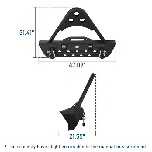 Stubby Front Bumper w/Stinger & Winch Plate Mount w/ 2X 18W LED Spotlight(Jeep Wrangler JK)-LandShaker