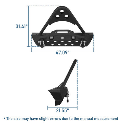 Stubby Front Bumper w/Stinger & Winch Plate Mount w/ 2X 18W LED Spotlight(Jeep Wrangler JK)-LandShaker