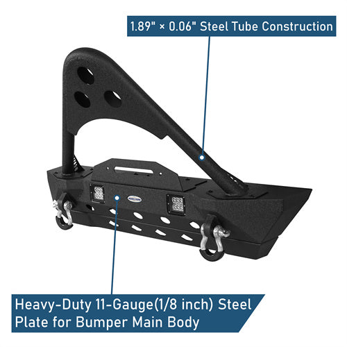 Stubby Front Bumper w/Stinger & Winch Plate Mount w/ 2X 18W LED Spotlight(Jeep Wrangler JK)-LandShaker