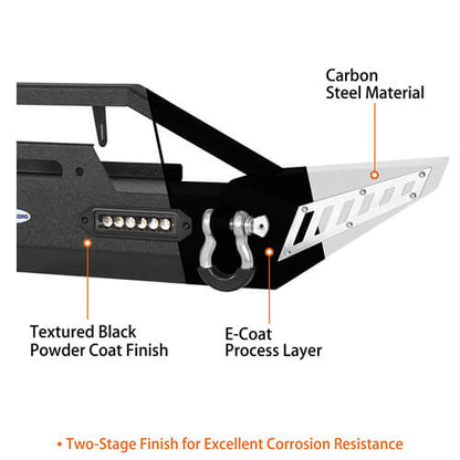 Blade Master Stubby Front Bumper w/Winch Plate & LED Accent Lights For 1987-2006 Jeep Wrangler TJ YJ-LandShaker