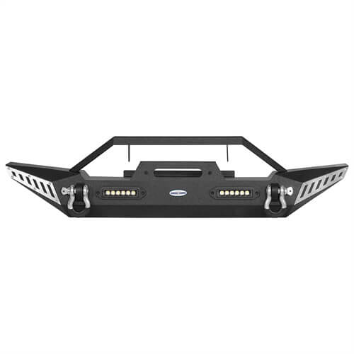 Blade Master Stubby Front Bumper w/Winch Plate & LED Accent Lights For 1987-2006 Jeep Wrangler TJ YJ-LandShaker