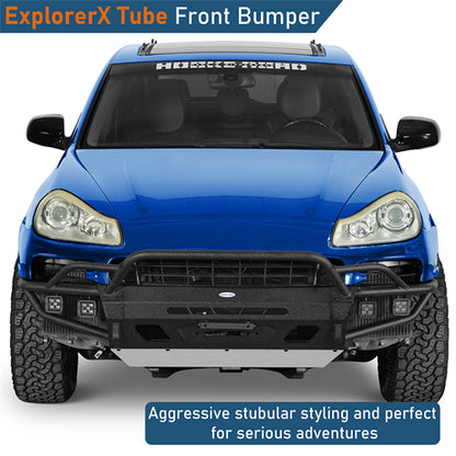 Tube Front Bumper w/ 4 LED Spot Lights For 2008-2010 Porsche Cayenne 957 - Landshaker4x4