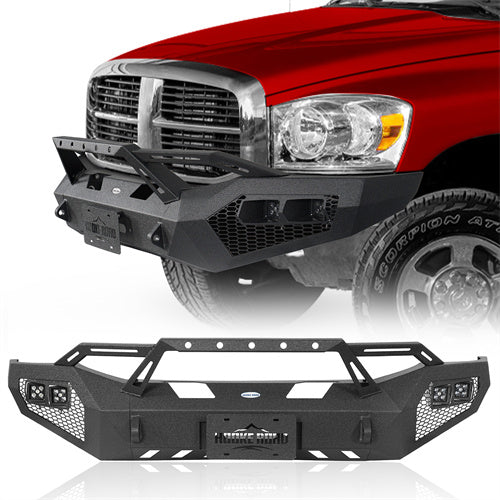 Aftermarket Earthshaker Series Front Bumper w/ LED Lights For 2006-2009 Ram 2500 3500 - LandShaker4x4