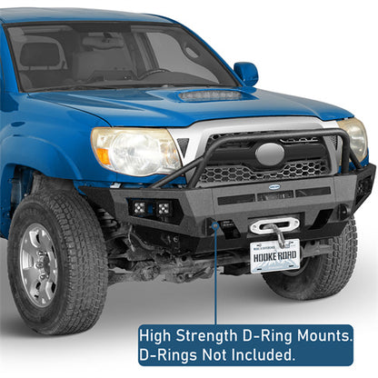 Earthshaker Front Bumper w/ Winch Plate & 4 LED Spot Lights For 2005-2011 Toyota Tacoma - LandShaker