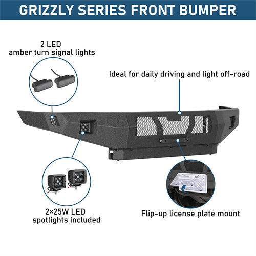 Grizzly Series Front Bumper For 1995-2004 Toyota Tacoma - Landshaker4x4