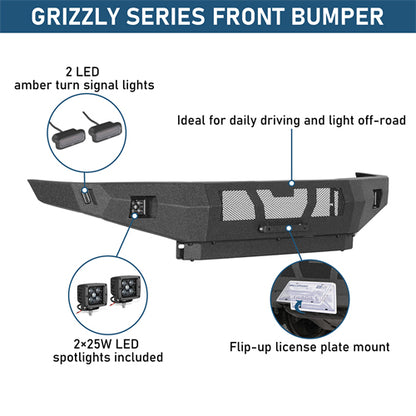 Grizzly Series Front Bumper For 1995-2004 Toyota Tacoma - Landshaker4x4
