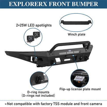 Front Bumper w/ LED Spotlights For 2016-2023 Toyota Tacoma - Landshaker4x4