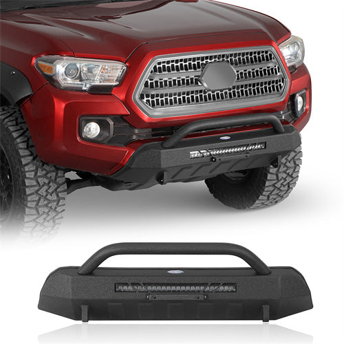 Blink Stubby Front Bumper w/ LED Spotlight Bar For 2016-2023 Toyota Tacoma - Landshaker4x4