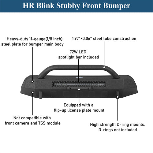 Blink Stubby Front Bumper w/ LED Spotlight Bar For 2016-2023 Toyota Tacoma - Landshaker4x4