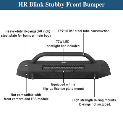 Blink Stubby Front Bumper w/ LED Spotlight Bar For 2016-2023 Toyota Tacoma - Landshaker4x4