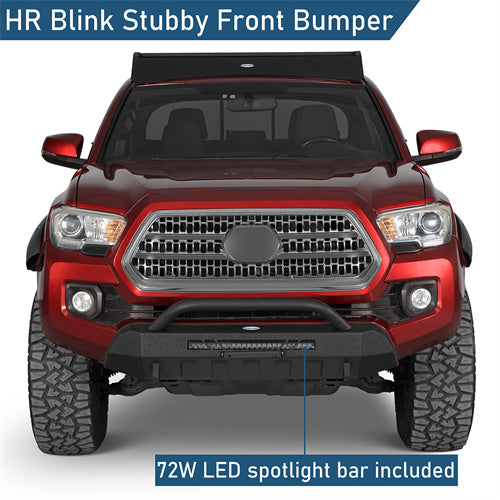 Blink Stubby Front Bumper w/ LED Spotlight Bar For 2016-2023 Toyota Tacoma - Landshaker4x4