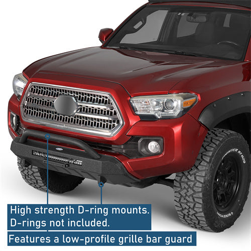 Blink Stubby Front Bumper w/ LED Spotlight Bar For 2016-2023 Toyota Tacoma - Landshaker4x4