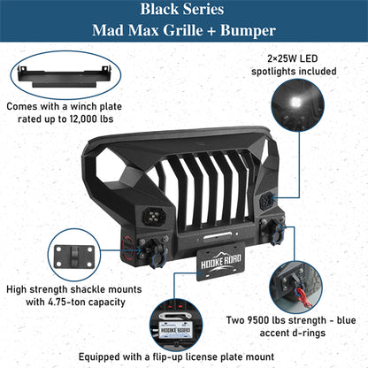 Stubby Mad Max Front Bumper w/Winch plate(20-25 Jeep Gladiator JT)-LandShaker