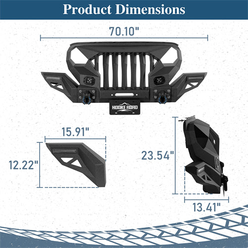 Stubby Mad Max Front Bumper w/Winch plate(20-25 Jeep Gladiator JT)-LandShaker