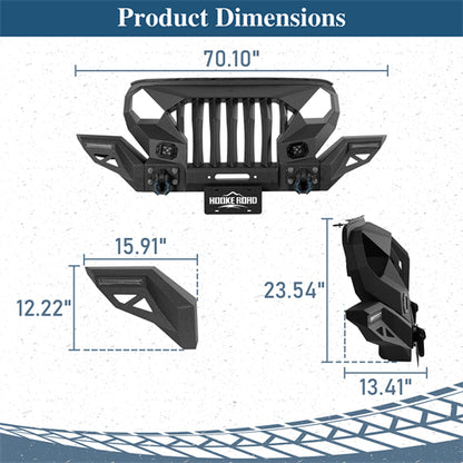 Stubby Mad Max Front Bumper w/Winch plate(20-25 Jeep Gladiator JT)-LandShaker