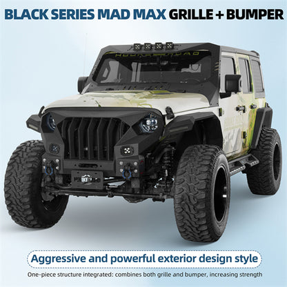 Stubby Mad Max Front Bumper w/Winch plate(20-25 Jeep Gladiator JT)-LandShaker