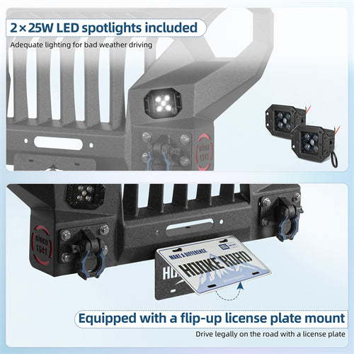 Stubby Mad Max Front Bumper w/Winch plate(20-25 Jeep Gladiator JT)-LandShaker