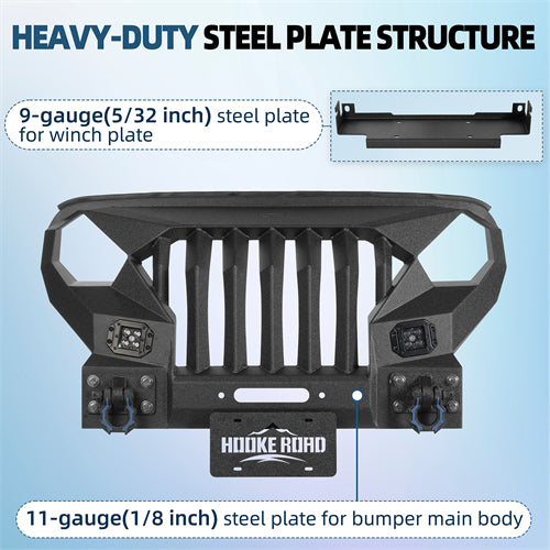 Stubby Mad Max Front Bumper w/Winch plate(20-25 Jeep Gladiator JT)-LandShaker