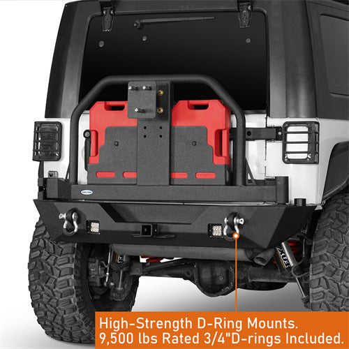 Mad Max Front Bumper & Rear Bumper w/Spare Tire Carrier for 2007-2018 Jeep Wrangler JK - LandShaker 4x4 LSG.2038+2015 17