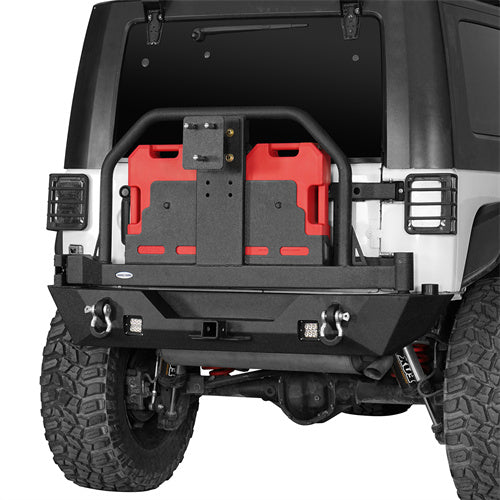 Mad Max Front Bumper & Rear Bumper w/Spare Tire Carrier for 2007-2018 Jeep Wrangler JK - LandShaker 4x4 LSG.2038+2015 6