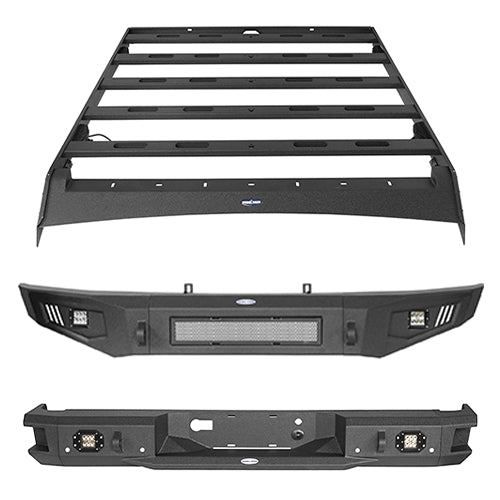 Front Bumper / Rear Bumper / Roof Rack Luggage Carrier for 2009-2014 F-150 SuperCrew,Excluding Raptor - LandShaker 4x4 LSG.8205+8201+8203 2